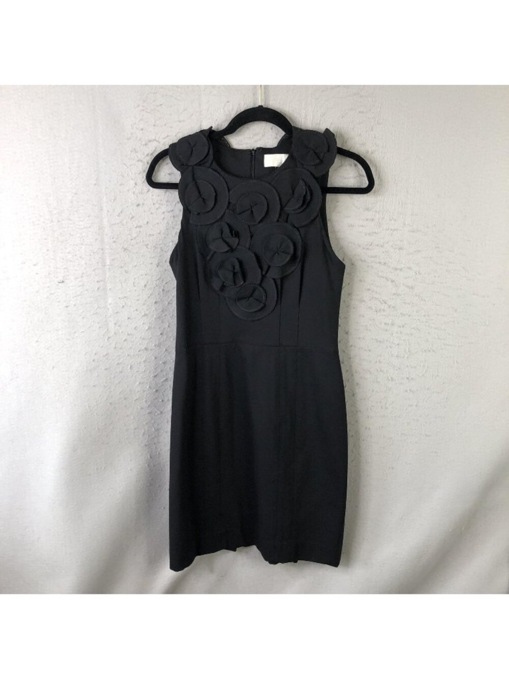 Badgley Mischka Dress Womens XS Black Rosette Scuba Knit Party Cocktail LBD